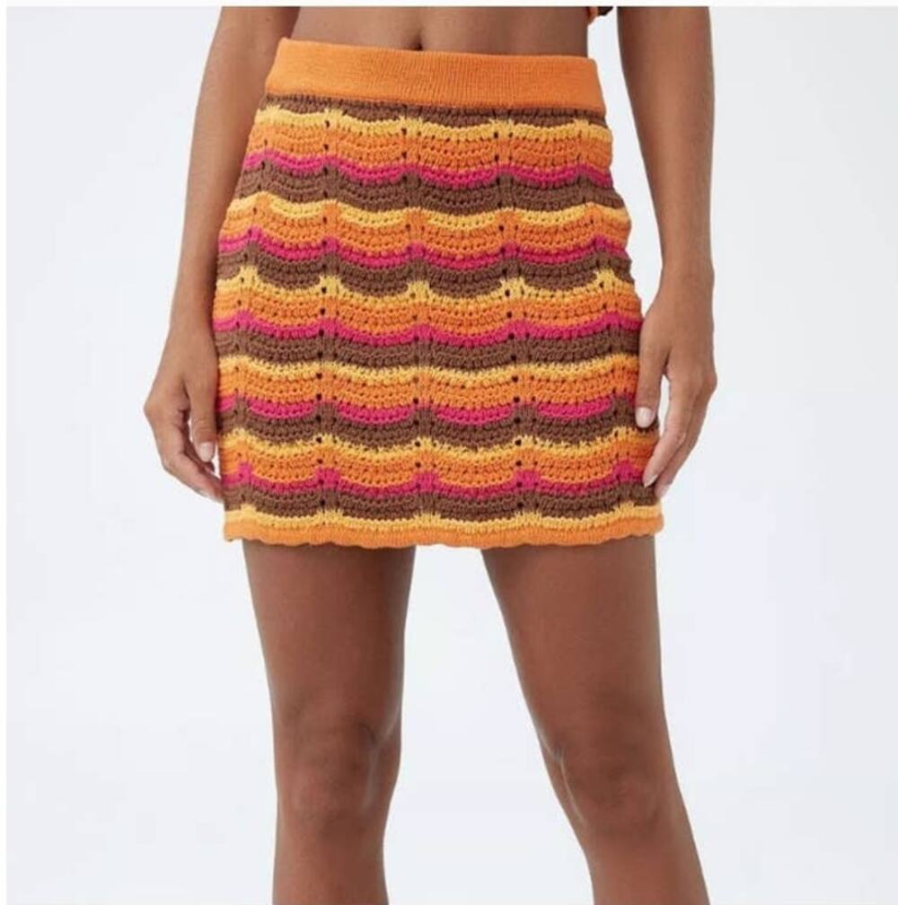 Cotton On Crochet Striped Mini Skirt NWT